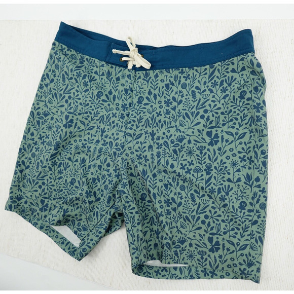 Taylor Stitch Bo Boardie Board Shorts Mens 32 Green Sea Floral Surf - Picture 9 of 16